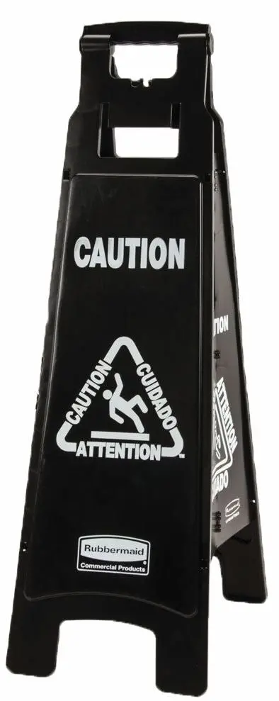 Rubbermaid Executive Multilingual Floor Sign 4 Sided Black 1