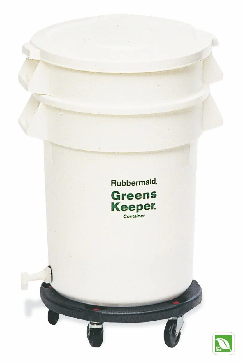 Rubbermaid Brute Greenskeeper Cont.20Gal W/Lid&Dolly White 1