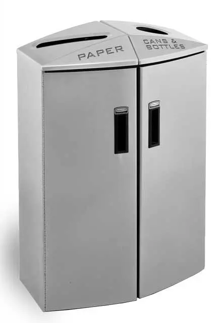 Rubbermaid 2-Stream 2X12gal,Paper/Cans/Bottles,Non-Locking L24.1Xw16.4Xh 1