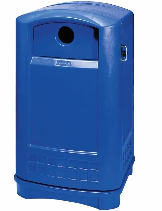 Rubbermaid Plaza Bottle /Can Recycling Container Blue 1