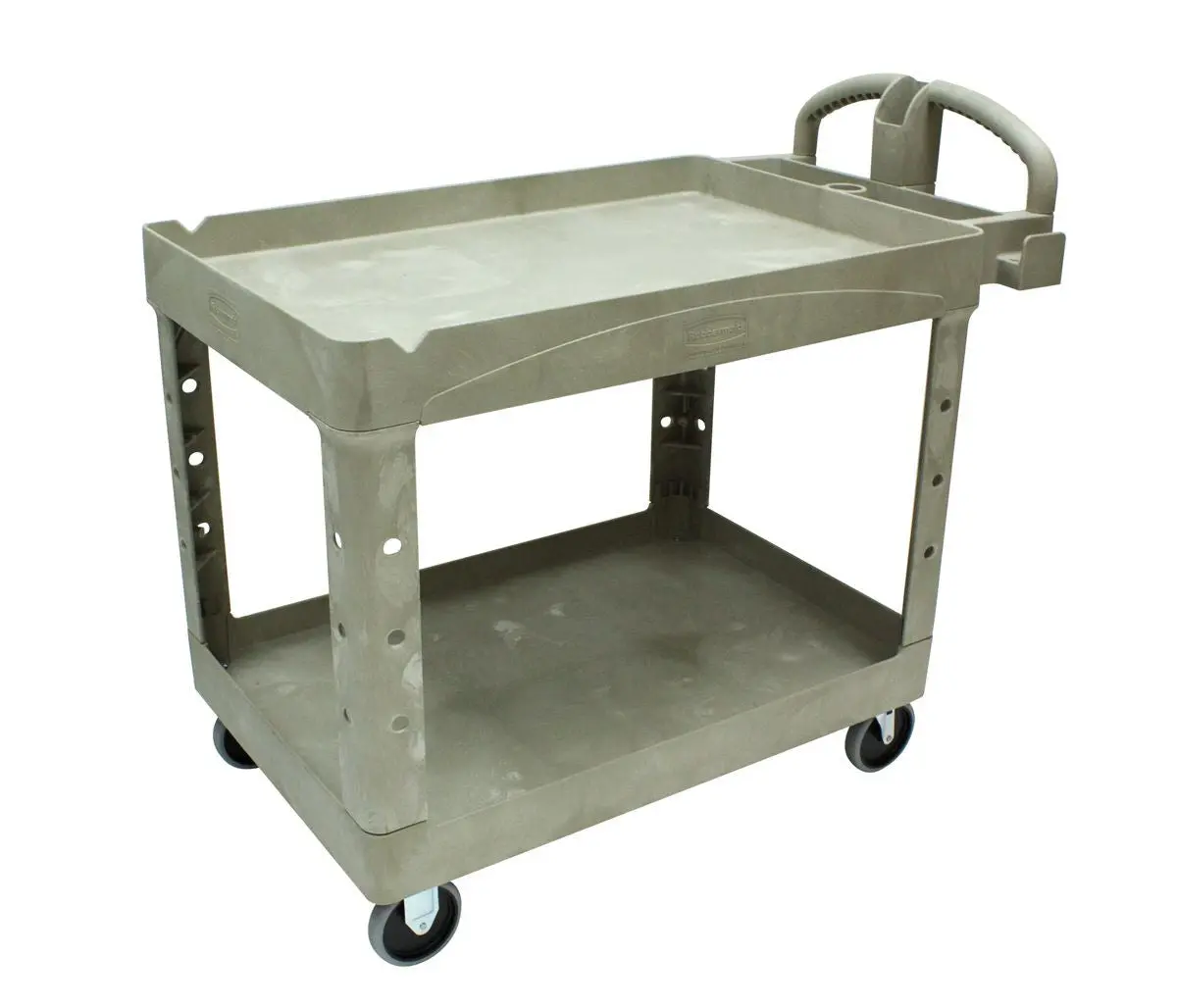 Rubbermaid Hd 2-Shelf Utility Cart W/Lipped Shelf (Med) 45¼"X25-7/8"X33¼" 1