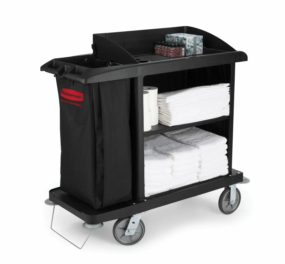 Rubbermaid Xtra Tm Compact Housekeeping Cart W/Vinyl Bag, Bumpers & Vacuum 1