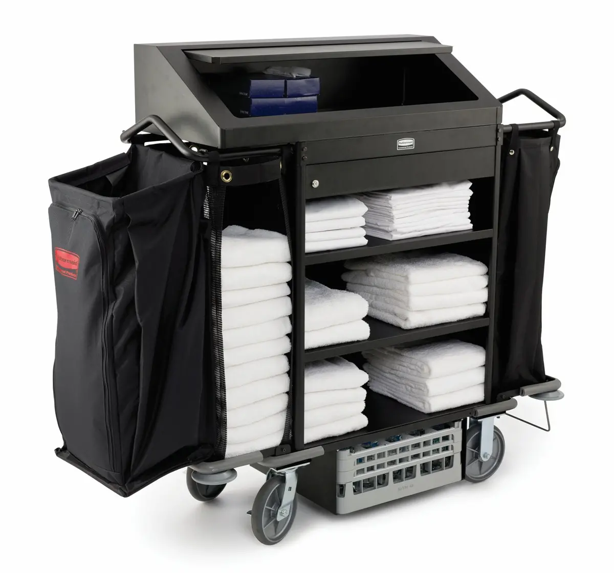 Rubbermaid Deluxe High Security Housekeeping Cart Black* 1