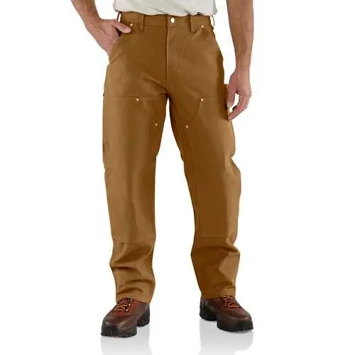 Men's Loose-Fit Firm Duck Double-Front Work Pants - Brown 1