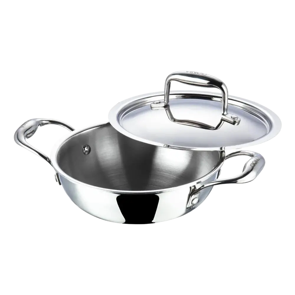 Vinod Platinum Triply Stainless Steel Extra Deep Kadhai With Stainless Steel Lid Silver (Induction And Gas Stove Friendly) 3