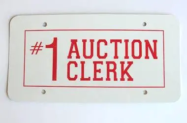 #1 Auction Clerk License Plate 1