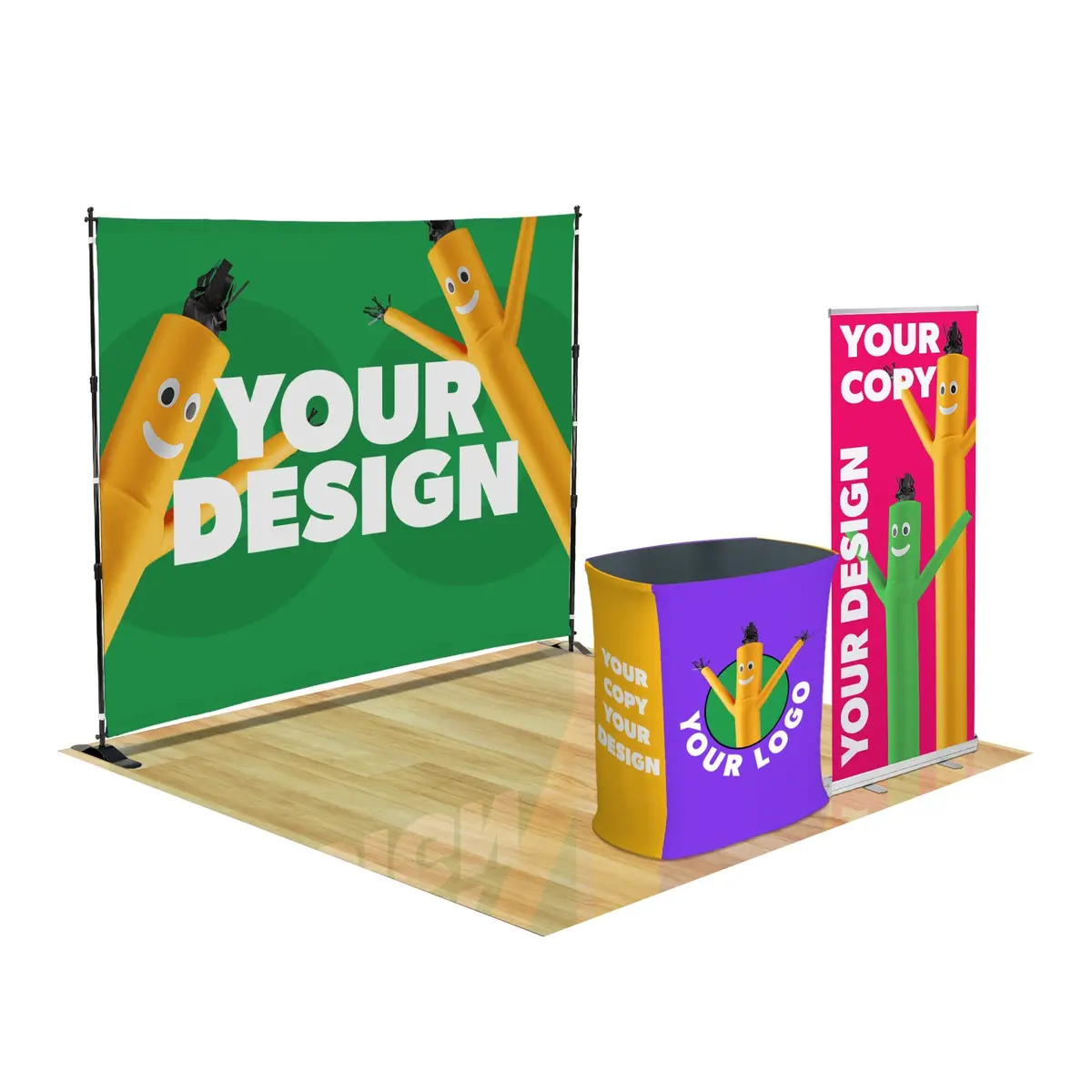 Custom 10Ft Step & Repeat Trade Show Display W/ Retractable Banner Pop-Up & Podium 5