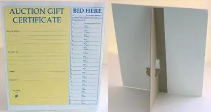 10 Auction Gift Certificate W/ Bidding Easels 1