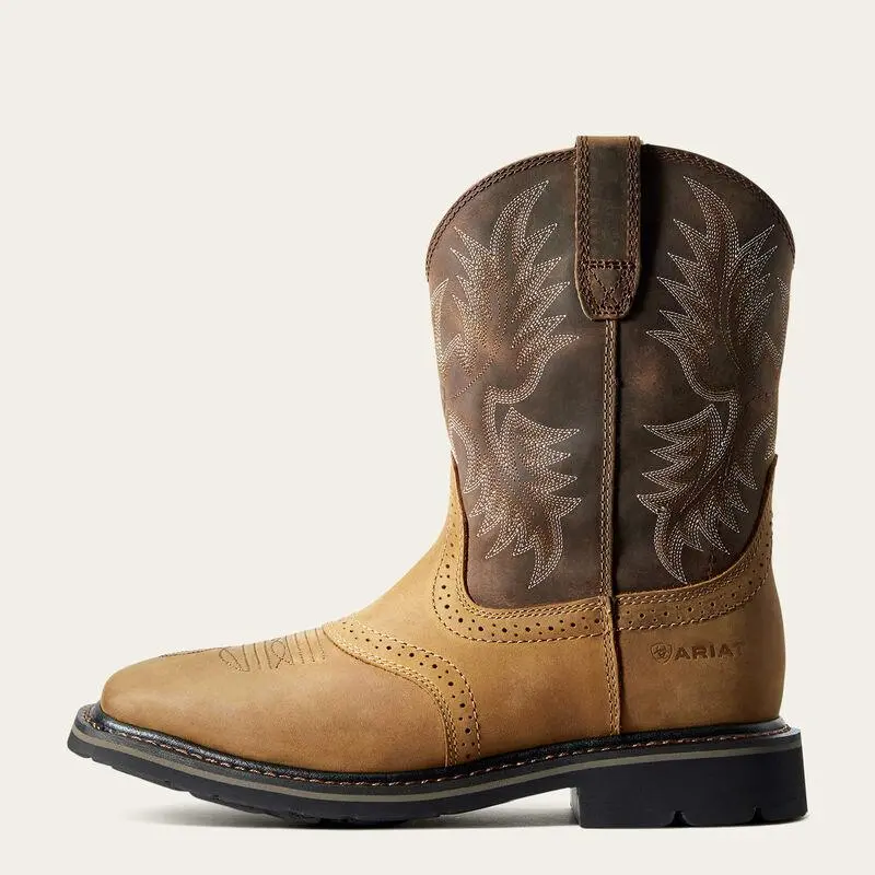 Sierra Wide Square Toe Work Boot - Aged Bark 2