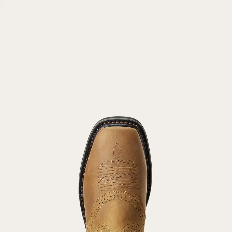 Sierra Wide Square Toe Work Boot - Aged Bark 4