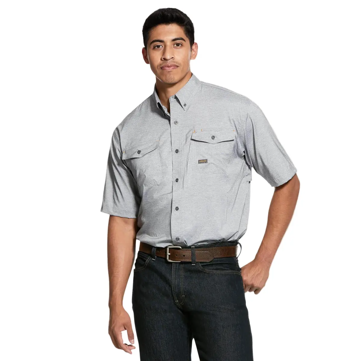 Rebar Made Tough Venttek Durastretch Work Shirt - Charcoal Heather 1