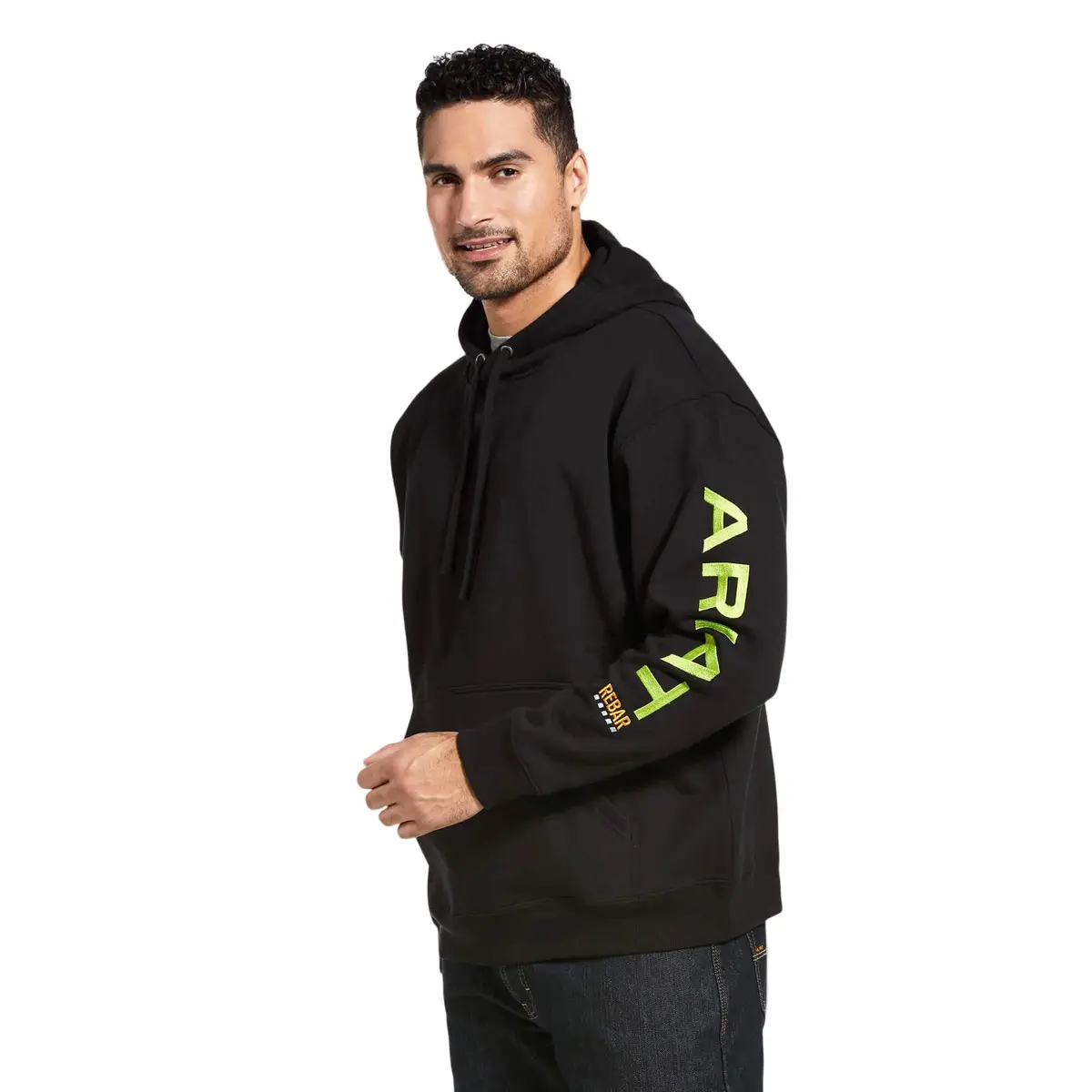 Rebar Graphic Hoodie - Black / Lime 1