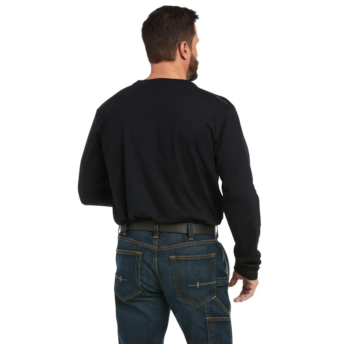 Rebar Workman Logo L/S T-Shirt - Black/Lime 1