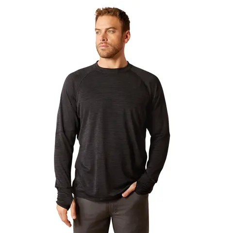 Rebar Gridwork Crewneck T-Shirt Long Sleeve - Black 1