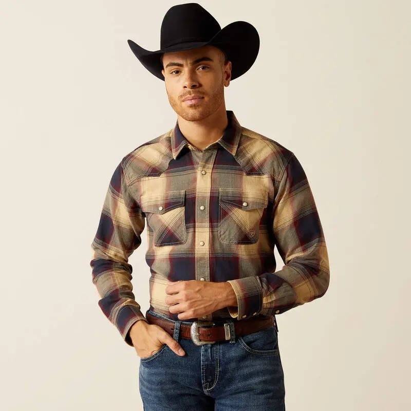 Retro Long Sleeve Hale Snap Shirt - Pale Khaki 1