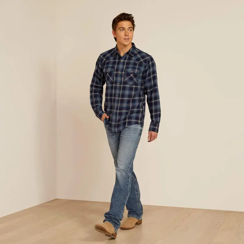Hugo Retro Long Sleeve Shirt - Maritime Blue 3