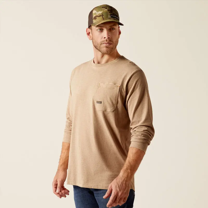 Rebar Workman Born For This  T-Shirt Long Sleeve - Oatmeal Heather 1