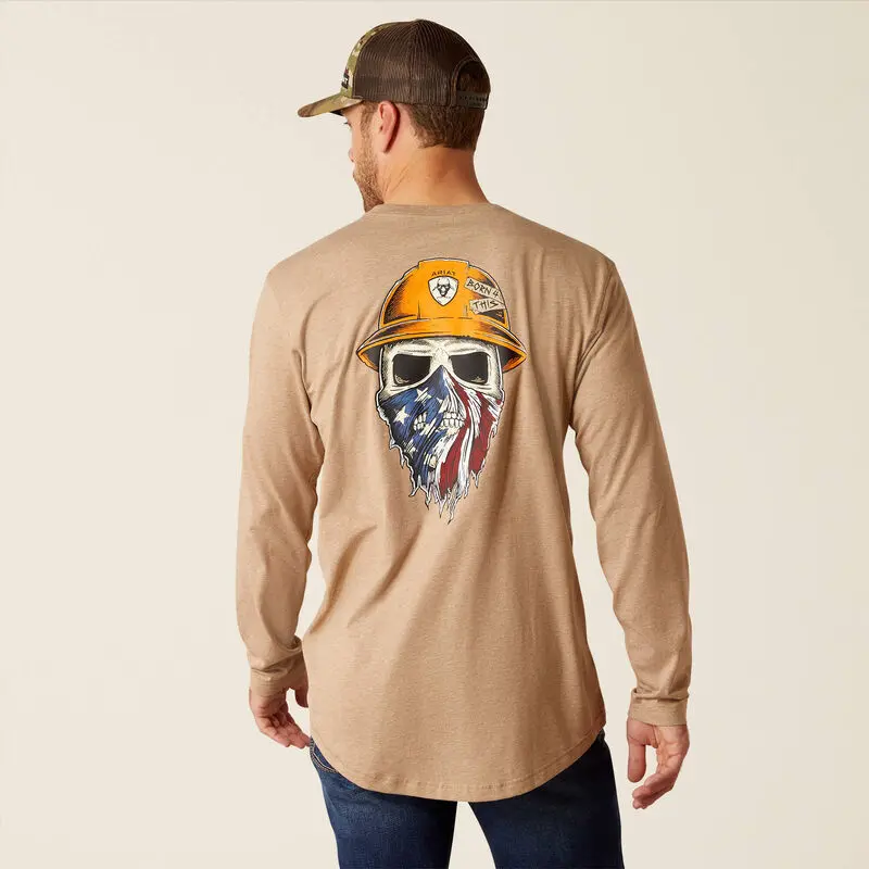 Rebar Workman Born For This T-Shirt Long Sleeve - Oatmeal Heather 2