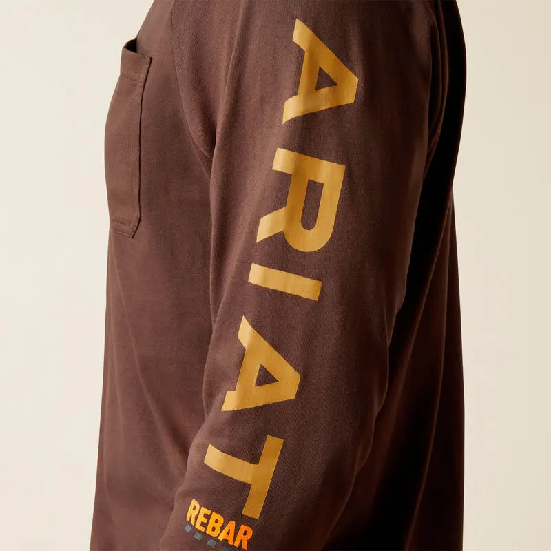 Rebar Cotton Strong Graphic T-Shirt Long Sleeve - Coffee Bean/Golden Brown 4