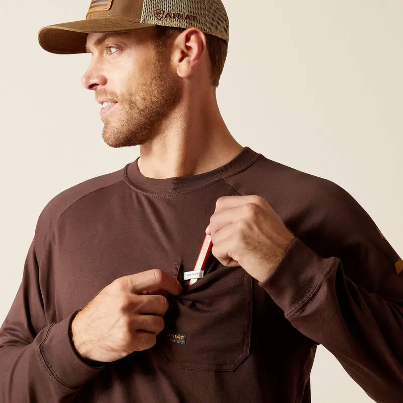 Rebar Cotton Strong Graphic T-Shirt Long Sleeve - Coffee Bean/Golden Brown 5