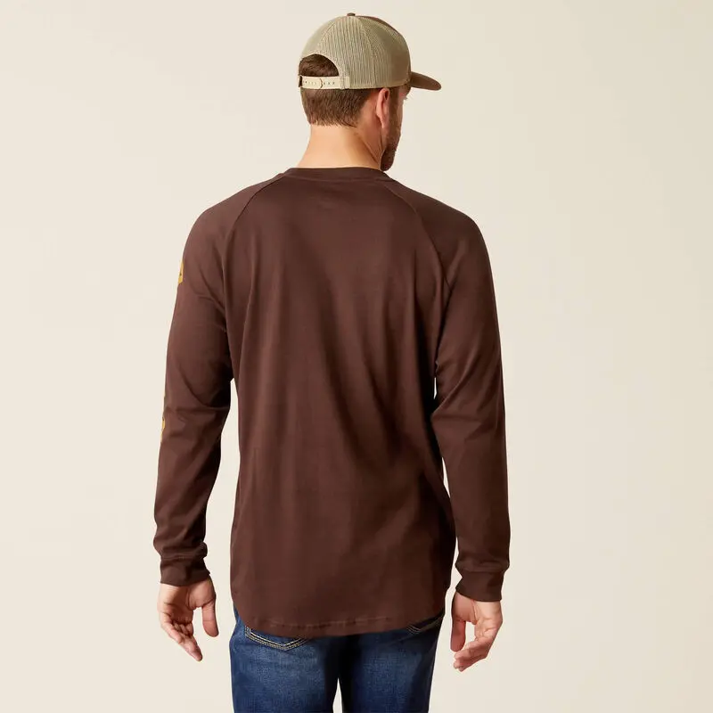 Rebar Cotton Strong Graphic T-Shirt Long Sleeve - Coffee Bean/Golden Brown 2