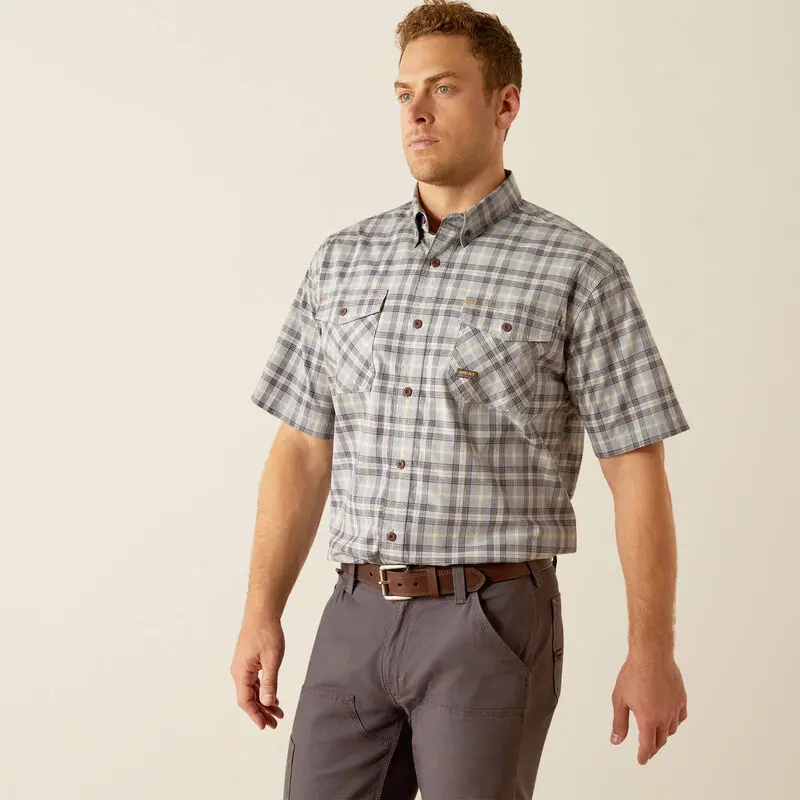 Made Tough Durastretch Work Shirt, Short Sleeve, Wild Dove 1