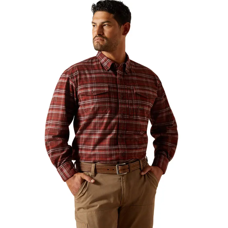 Flannel Durastretch Work Shirt Ls- Bitter Chocolate 1