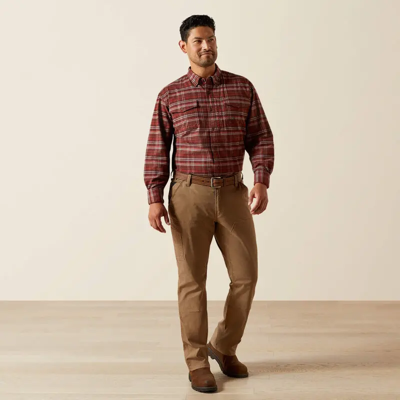 Flannel Durastretch Work Shirt Ls- Bitter Chocolate 3