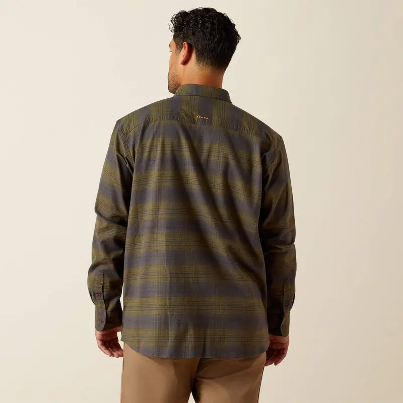Flannel Durastretch Work Shirt Ls- Burnt Olive 2