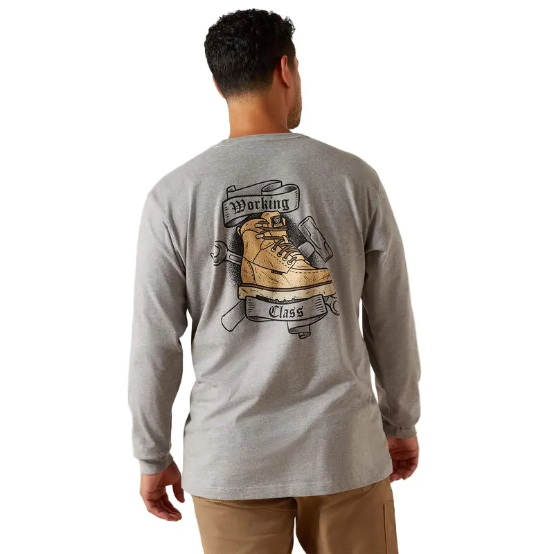 Cotton Strong Working Class T-Shirt Long Sleeve, Heather Grey 1