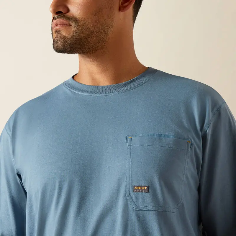 Workman Logo T-Shirt Ls- Bluestone/Dusty Blue 4