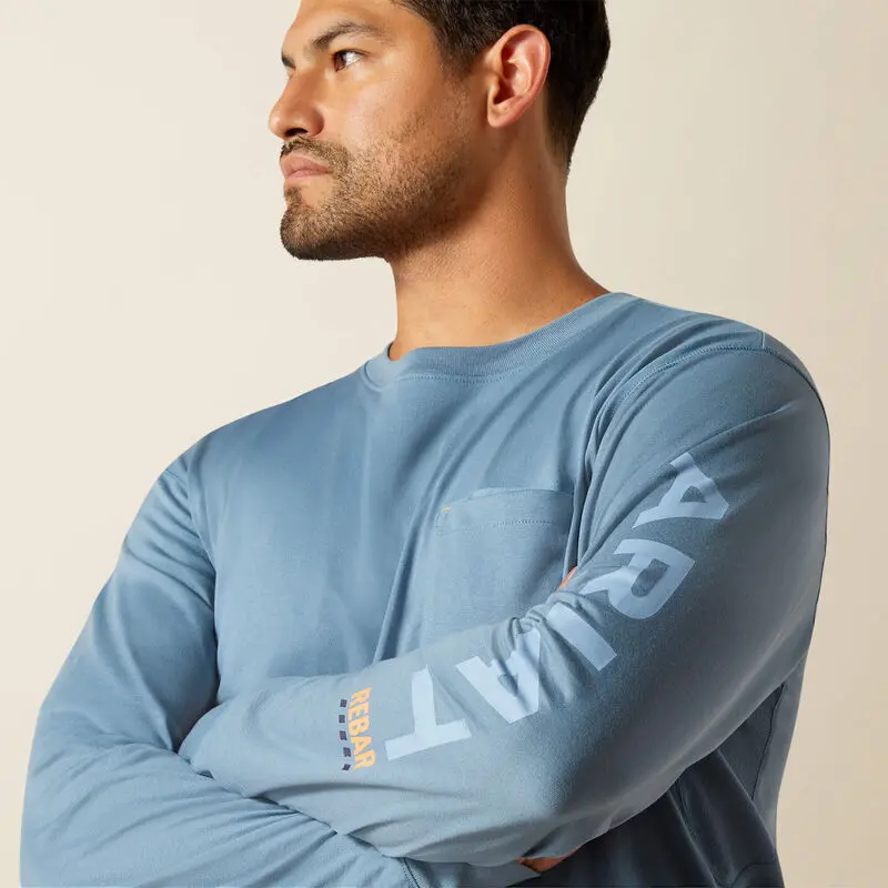 Workman Logo T-Shirt Ls- Bluestone/Dusty Blue 3