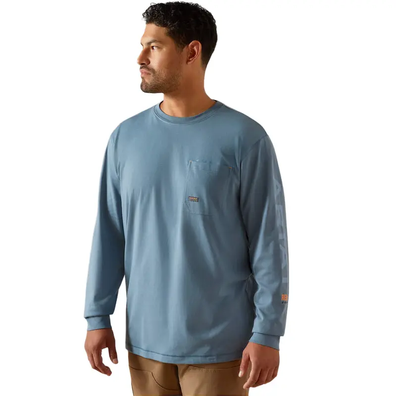 Workman Logo T-Shirt Ls- Bluestone/Dusty Blue 1