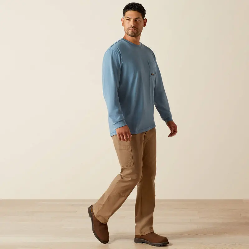 Workman Logo T-Shirt Ls- Bluestone/Dusty Blue 5