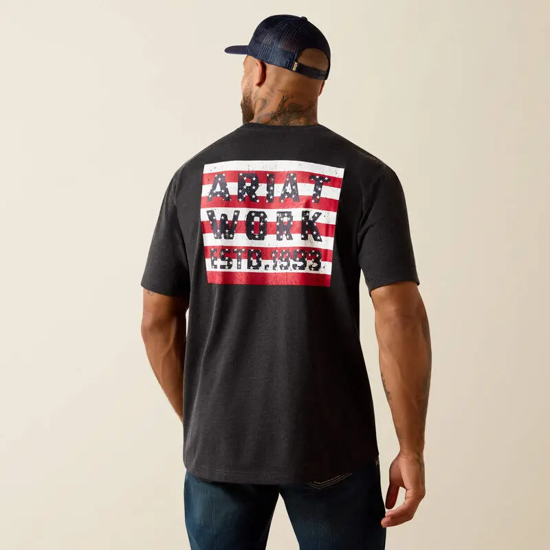 Rebar Workman Usa Brickyard T-Shirt- Charcoal Heather 1