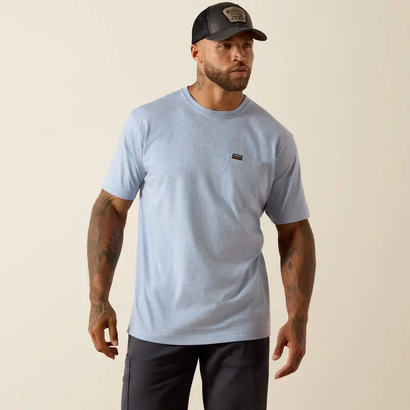 Rebar Cotton Strong Standard Pocket T-Shirt-Washed Rain Heather 1