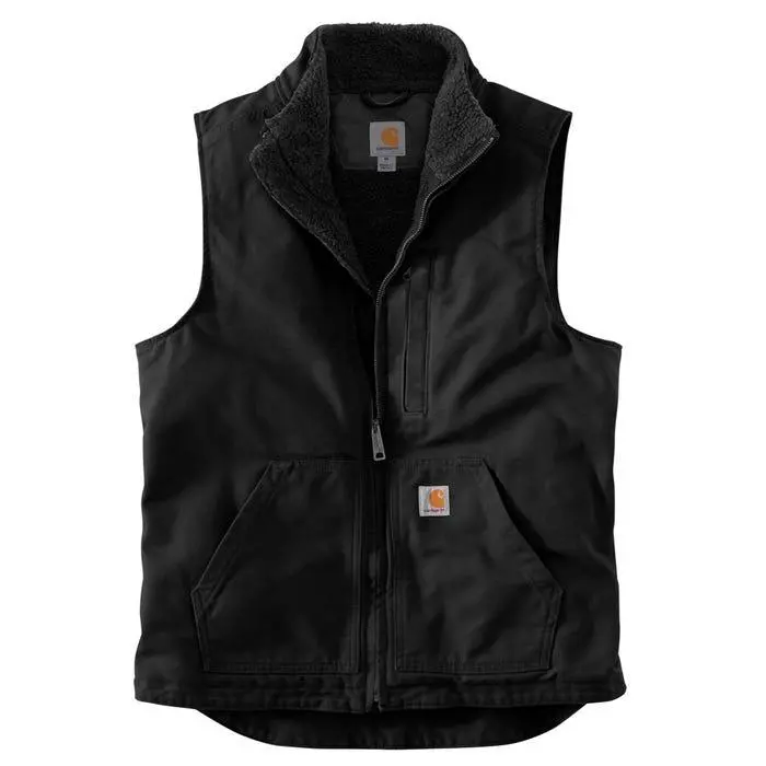 Washed Duck Sherpa Lined Mock Vest - Black 1