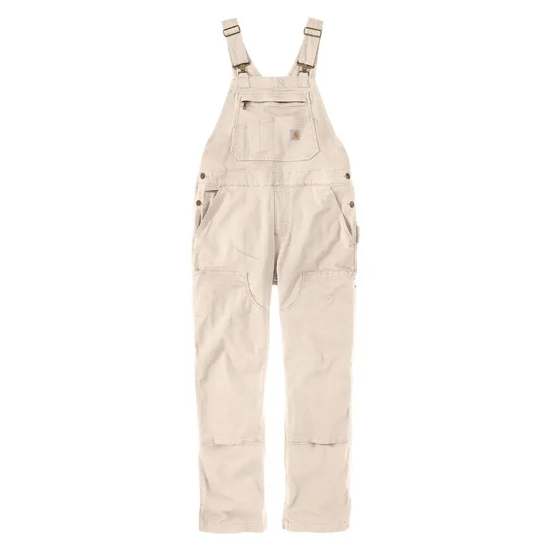 Women's Rugged Flex Loose Fit Canvas Bib Overall - Natural 1