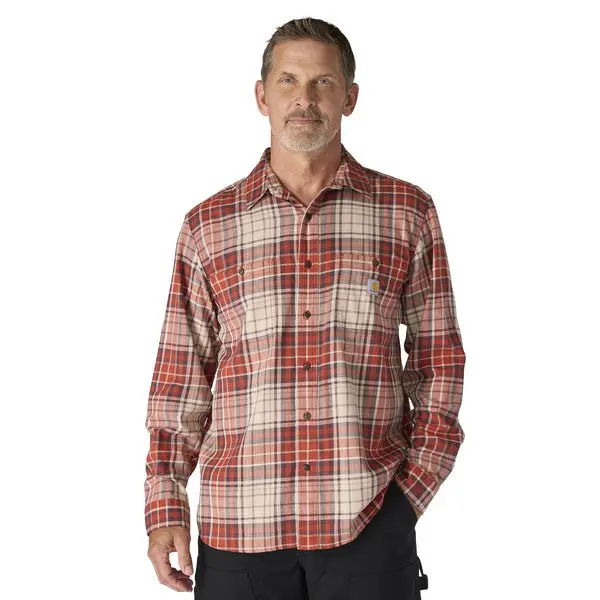 Rugged Flex® Relaxed Fit Lightweight Long-Sleeve Plaid Shirt - Spice Red 1