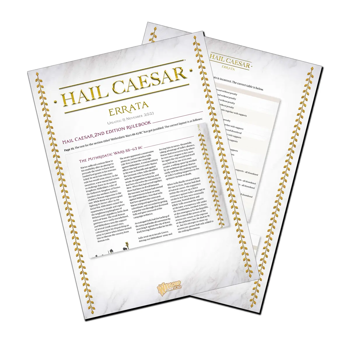 Hail Caesar (2Nd Edition) Errata 1