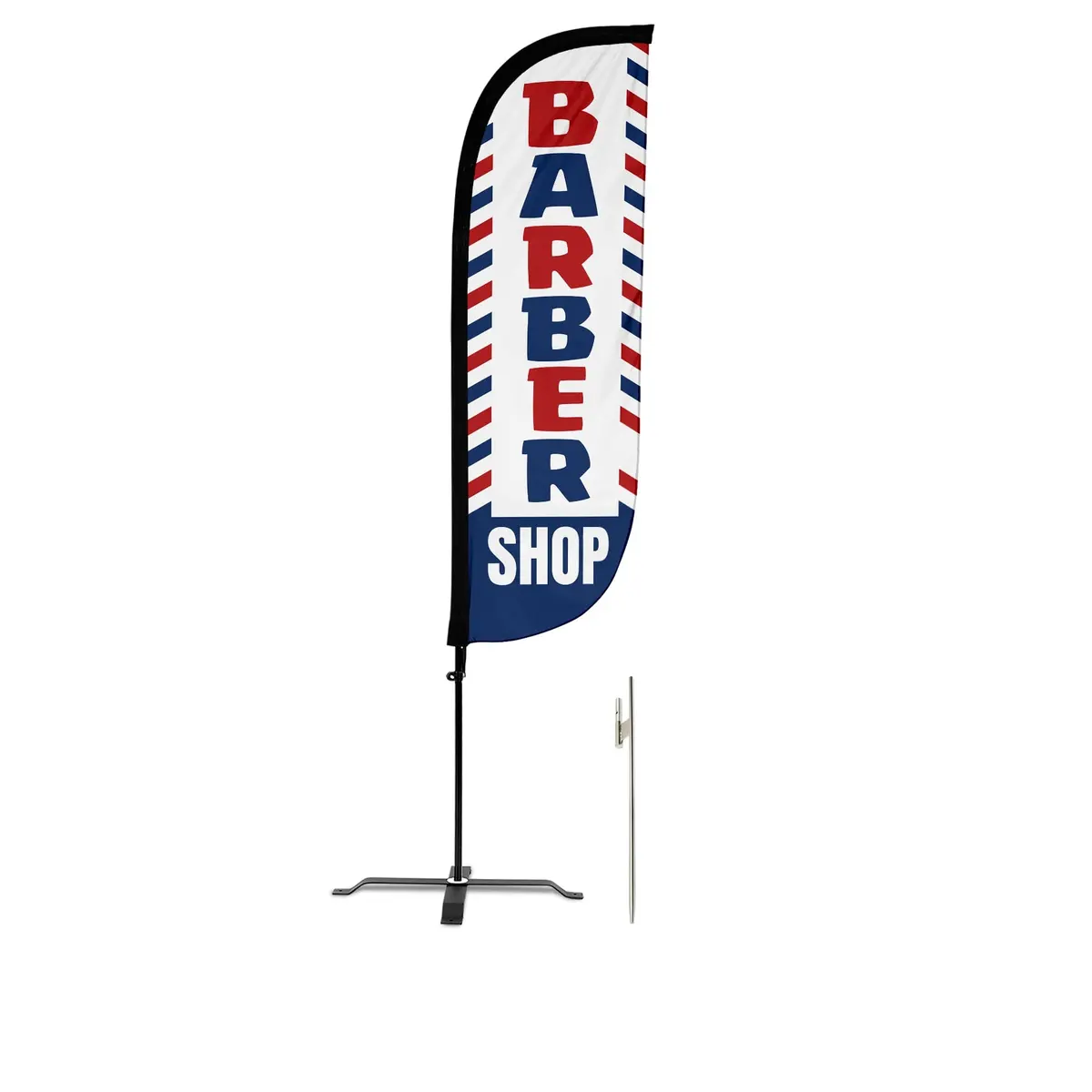 Barber Shop Feather Flag Red/White/Blue 8