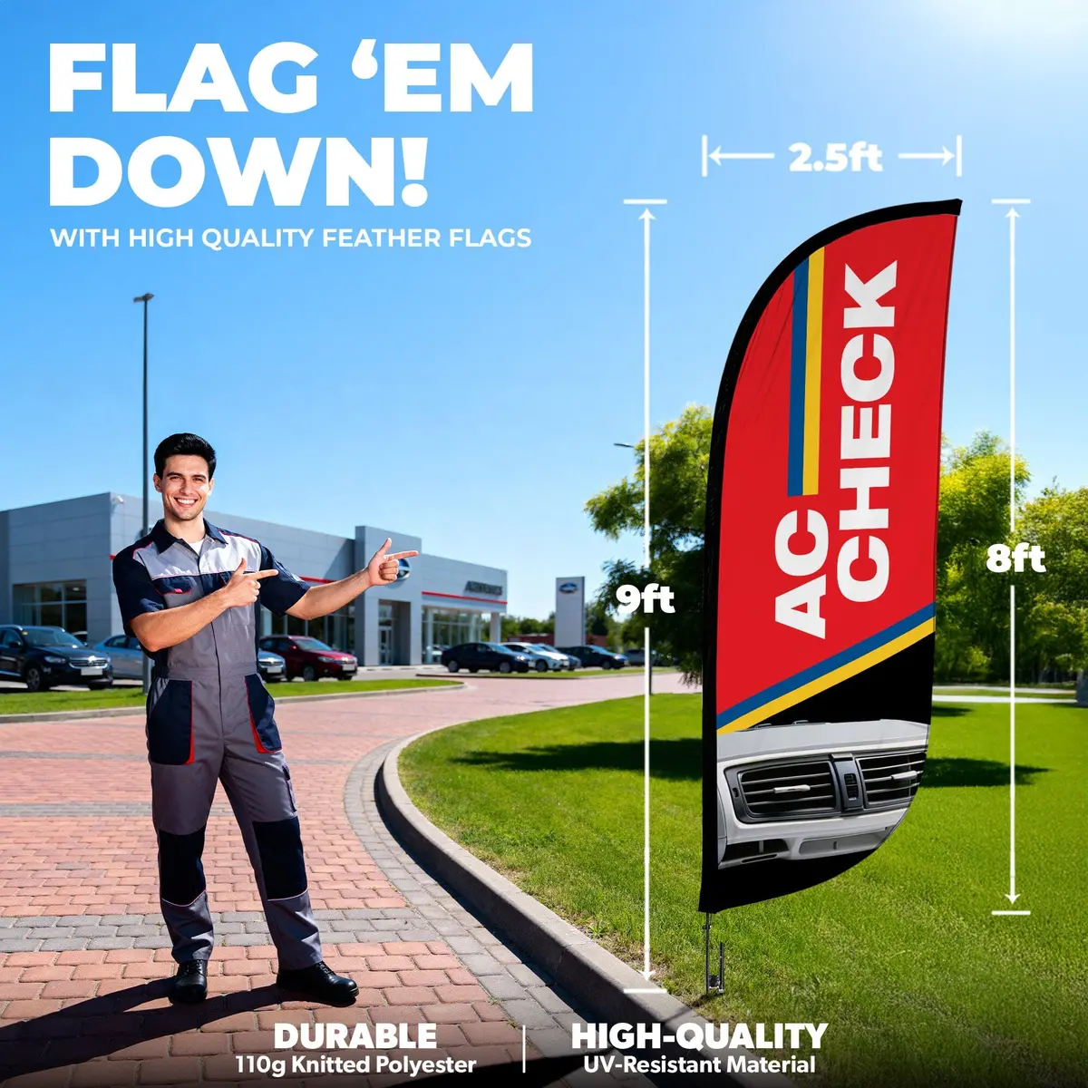 8Ft Ac Check Feather Flag 4