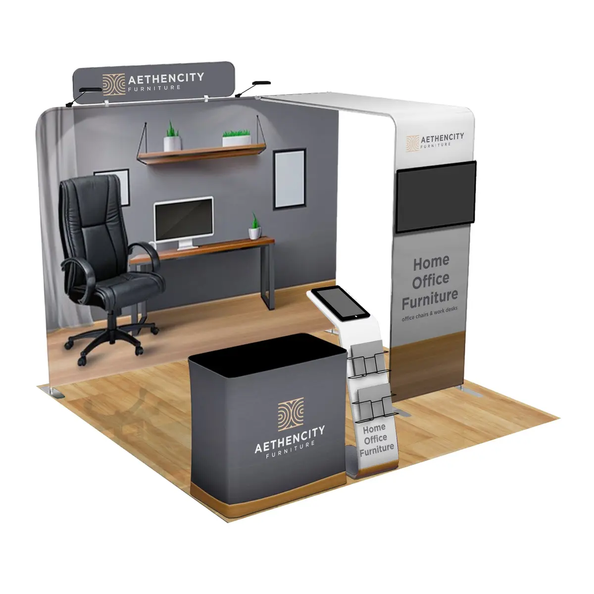 10X10 Trade Show Booth With Archway & Media Stand 8