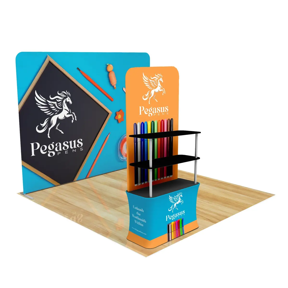 Trade Show Display With Back Wall Shelving 13
