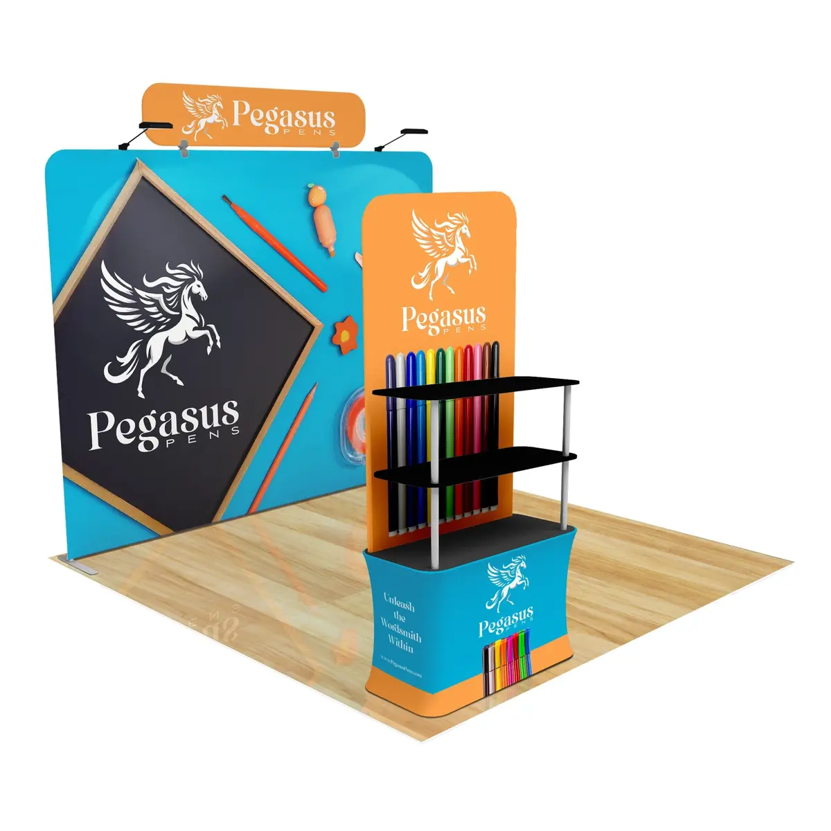 Trade Show Display With Back Wall Shelving 12