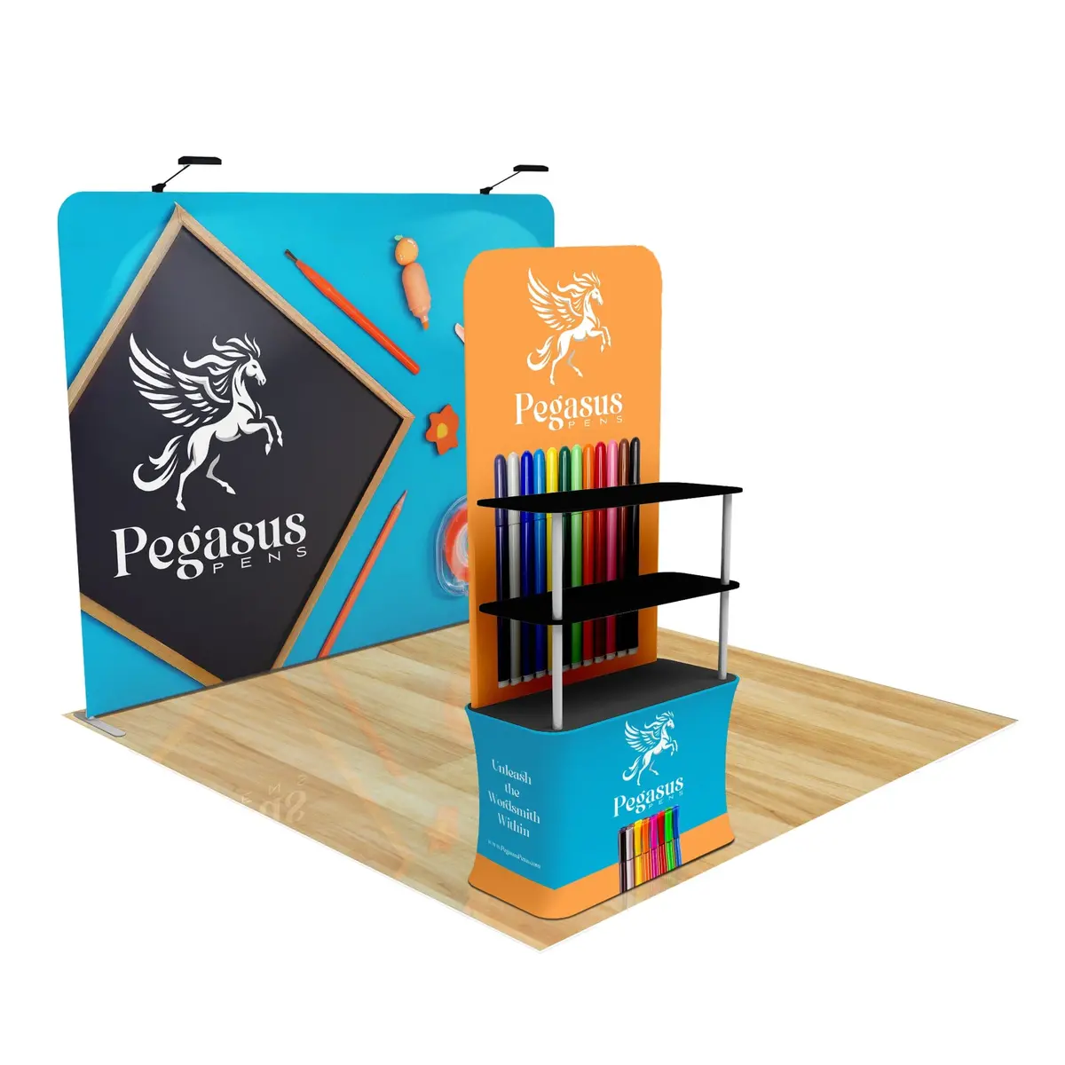 Trade Show Display With Back Wall Shelving 10
