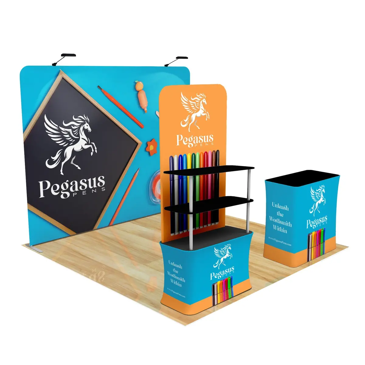 Trade Show Display With Back Wall Shelving 14