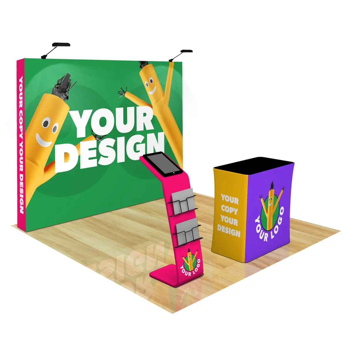 Custom 10Ft Straight Pop Up Trade Show Display With Media Stand 9