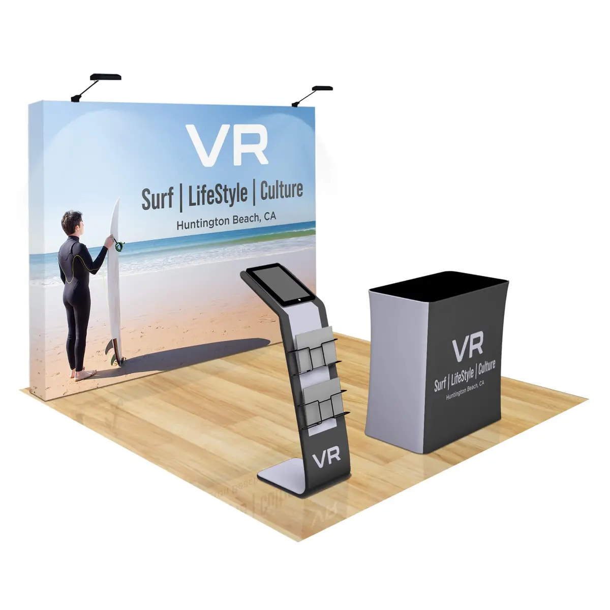 Straight Pop Up Trade Show Display With Media Stand 8
