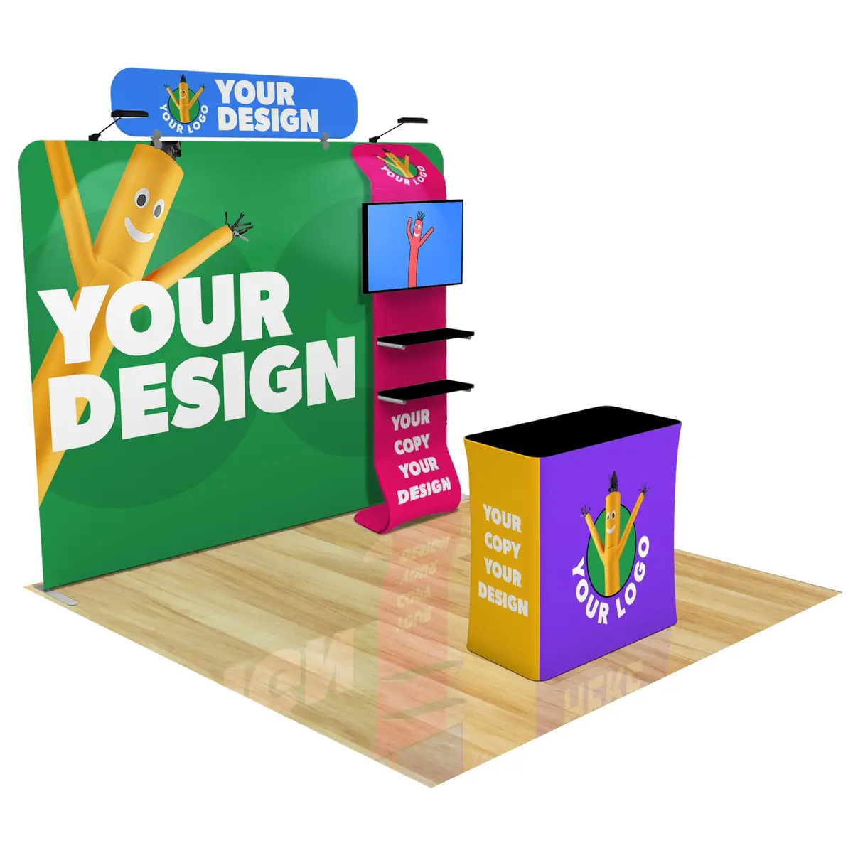 Custom 10Ft Trade Show Display With Waterfall Shelving 1